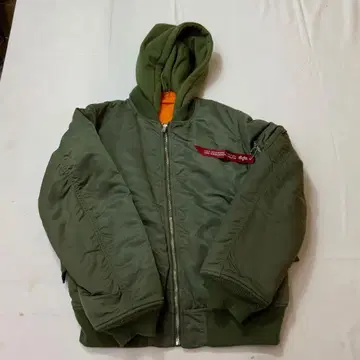 알파인더스트리 MA-1 플라이트 자켓 후드 부착 카키 S