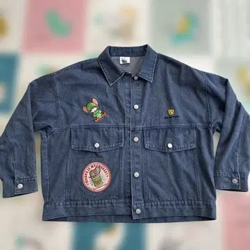캐릭터 자수가 있는 데님 자켓 톰과 제리 L TOM&JERRY