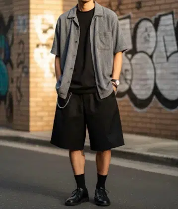 G332*컨디션 최상 allegri 알레그리 반팔 셔츠 다크 그레이