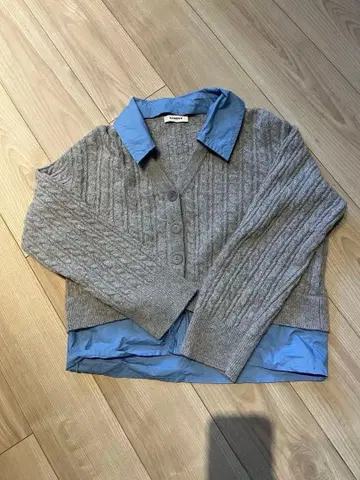 SANDRO 그레이 케이블 니트 가디건