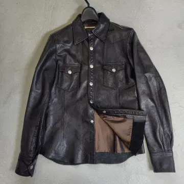 컨디션 최상 REDMOON 레드문 가죽 셔츠 남성용 긴팔 바이커