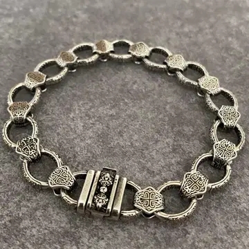 멕시칸 주얼리 실버 925 팔찌 오벌 체인 크로스