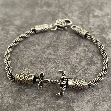 멕시칸 주얼리 실버 925 로프 체인 팔찌 닻 닻