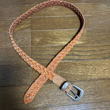 AMBOISE 오렌지와 브라운의 웨빙 벨트