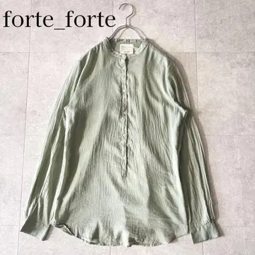 새상품급 포르테포르테 코튼 실크 밴드 카라 셔츠 0 라이트 그린