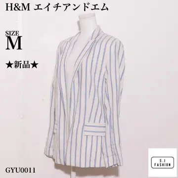 H&M 아무로 나미에 콜라보 테일러드 자켓 심플 스트라이프 블루 M