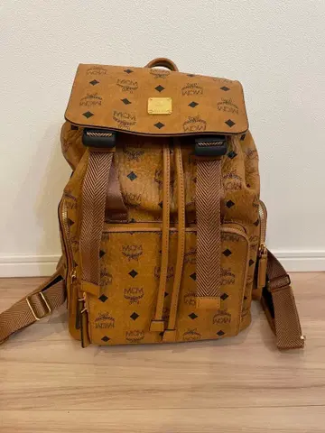 MCM 브라운 가죽 백팩 빅 사이즈 천연 가죽 남성용 백팩 럭색