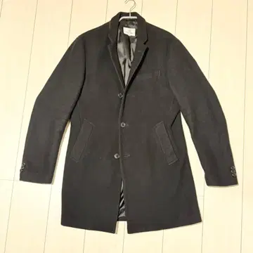 BEAMS HEART 블랙 체스터 코트 48 남성용