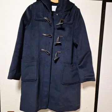 네이비 더플 코트 후드 부착