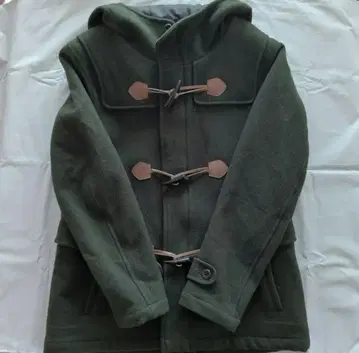 SHOPTK 다크 그린 더플 코트 후드 부착