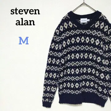 스티븐 앨런 울 나일론 니트 노르딕 무늬 풀오버 스웨터