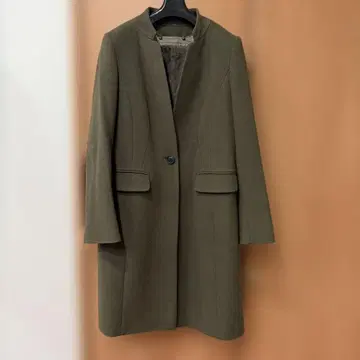 올리브색 노카라 체스터 코트