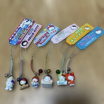 지역 한정 키티 홋카이도 한정 6종 세트 매듭 스트랩 레어 희귀템