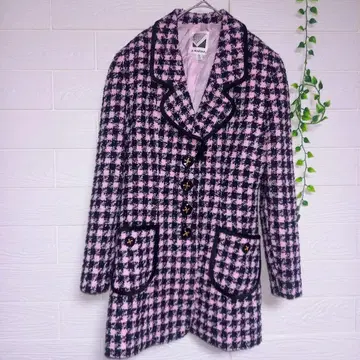 제이마린 트위드풍 체크 자켓 7호 핑크 x 블랙