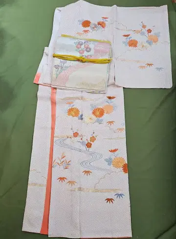 츠케사게 호몬기 총 시보리 꽃무늬 자수 오렌지