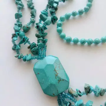 [ 수입 빈티지 ] 빅 사이즈 에메랄드 컷 터콰이즈 목걸이 #308