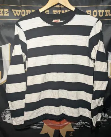 BUCO 블랙 화이트 긴팔 티셔츠 리얼 맥코이 바이커 보더