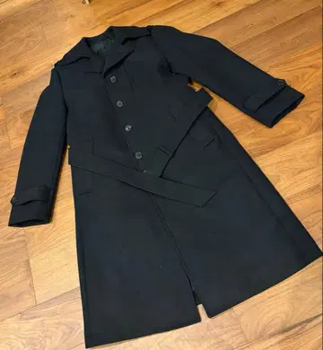 EPOCA 블랙 체스터 코트 울 허리 벨트 포함