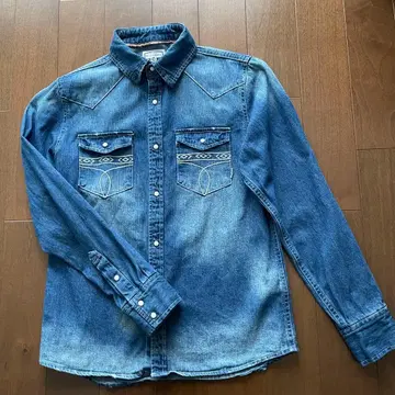 BILLABONG 데님 셔츠 남성용 긴팔 M 중고품 페이드 가공