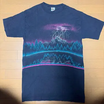 90s USA제 HABITAT 썬더 양면 프린트 코튼 티셔츠