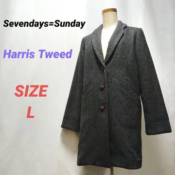 Sevendays=Sunday 체스터 코트 싸개 버튼 해리스 트위드