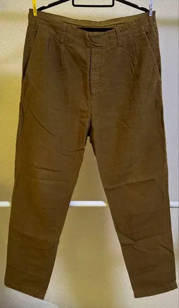 nest Robe CONFECT 브라운 린넨 버튼 지퍼 타입 치노 팬츠