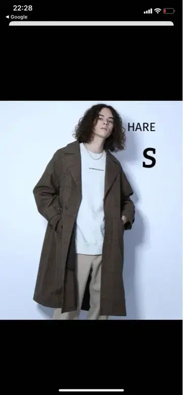 HARE 체스터 코트 S 사이즈 브라운 계열 체크