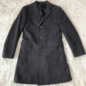 유니클로 체스터 코트 글렌체크 캐시미어 혼방