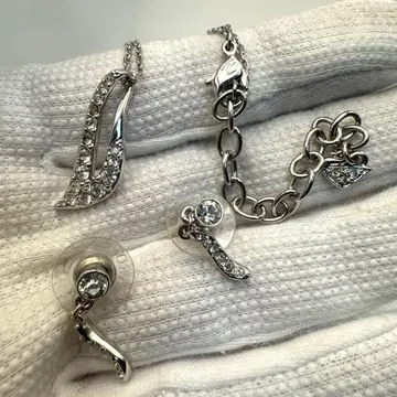 [ 감정필 ] 스와로브스키 목걸이 귀걸이 세트 실버 백조 각인 있음