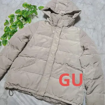 새상품급 GU 지유 베이지 후드 다운 자켓 여성용 M 사이즈