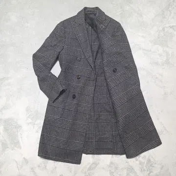 라르디니 체스터 코트 글렌체크 부토니에르 44