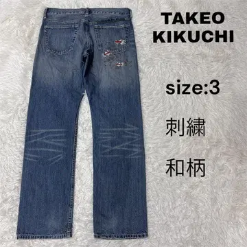 TAKEO KIKUCHI 데님 3 일본풍 패턴 자수 금붕어 마츠키