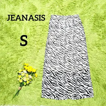 [ 지나시스 ] 제브라 패턴 롱 스커트 S 화이트 블랙 모노톤 성인 맥시