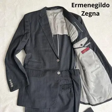 110 새상품급 제냐 SHANG 실크 혼방 울 수트 차콜 그레이 3L