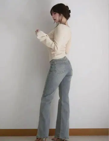 andmary Heart stitch denim blue beige S