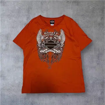 Harley Davidson 오렌지 V넥T셔츠 XL