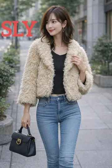 SLY 스라이 샤기 퍼 자켓 FREE 안감 올 패턴 숏 기장