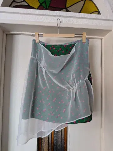 sunaokuwahara 꽃무늬 시스루 미니 스커트