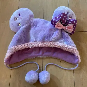 디즈니 팬캡 퍼플 리본 미니 모자 스톤 부착