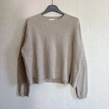 새상품급 evam eva 울 100 니트 풀오버 숏 기장 베이지 계열