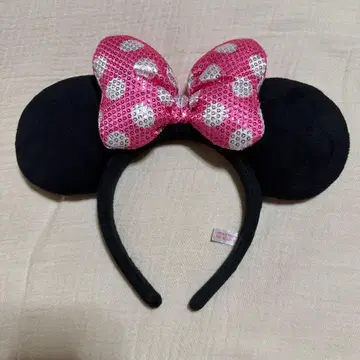 디즈니 머리띠 미니 스팽글 핑크 도트
