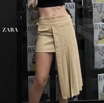 새상품 택 없음 ZARA 자라 어시멘틀리 플리츠 스커트