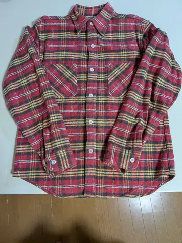 DUBBLEWORKS 레드 체크 플란넬 셔츠 사이즈 38