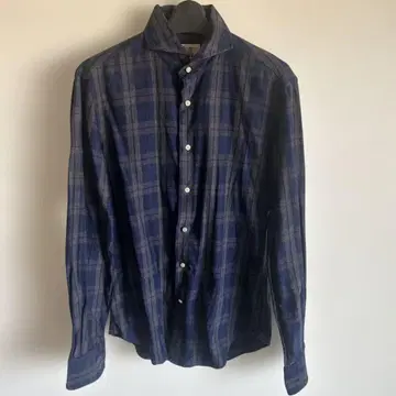 GUY ROVER 가이 로버 네이비 계열 체크 셔츠 XS