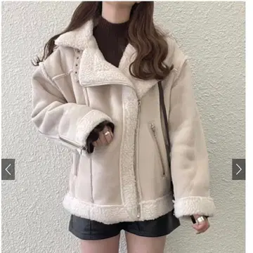 그레일 무스탕 라이더 자켓 무스탕 코트 아이보리