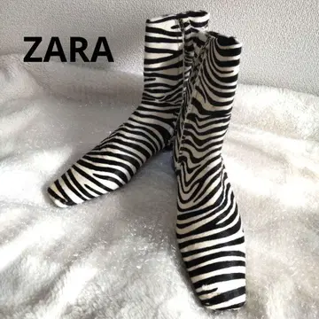 ZARA 자라 제브라 패턴 숏부츠 송치 스웨이드풍 24cm