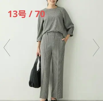 [13호] 알파 큐빅 하운드투스 체크 세미 와이드 팬츠 셋업 새상품급