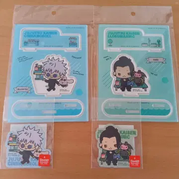 주술회전 산리오 아크릴 스탠드 스티커 고죠 여름유게 세트