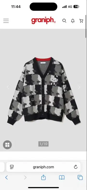 [ 미개봉 새상품 ] graniph x 헬로키티 가디건 XL 사이즈