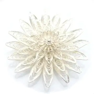 은선 세공 귀여운 꽃 브로치 실버 925